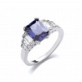 925 Sterling Silver CZ & Tanzanite Fancy Dress Ring