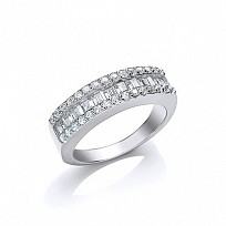 925 Sterling Silver CZ Half Eternity Baguette Ring