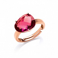 Rose Plated Silver Ruby Cocktail Ring