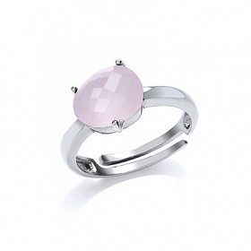 925 Sterling Silver RH Pink Quartz Cocktail Ring