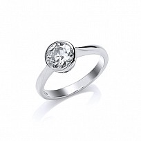 925 Sterling Silver CZ Round Solitaire Ring