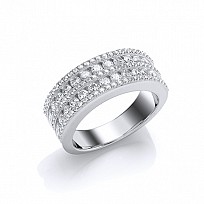 925 Sterling Silver CZ Half Eternity Ring