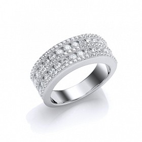 925 Sterling Silver CZ Half Eternity Ring