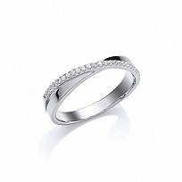 925 Sterling Silver CZ Fancy Crossover Ring