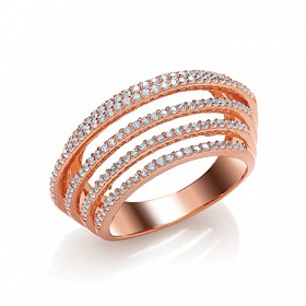 Rose Gold CZ Multi Strand Fancy Ring