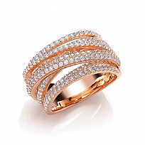 Rose Gold CZ Entwined Crossover Fancy Ring