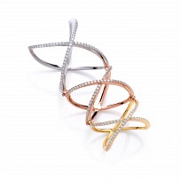 925 Sterling Silver, Rose Gold & Yellow Gold Plated Triple Crossover Ring