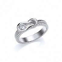 925 Sterling Silver Infinity Fancy Ring With A Rope Style Band