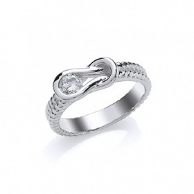 925 Sterling Silver Infinity Fancy Ring With A Rope Style Band