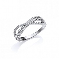 925 Sterling Silver CZ Crossover Fancy Ring