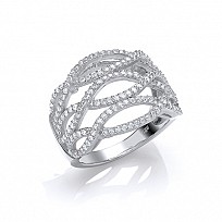 925 Sterling Silver CZ Fancy Crossover Ring