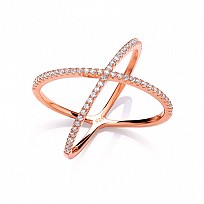 Rose Gold Cubic Zirconia Crossover Ring