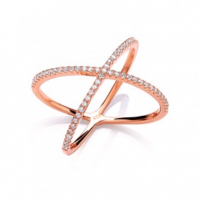 Rose Gold Cubic Zirconia Crossover Ring