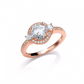 Rose Gold Plated CZ Solitaire Ring