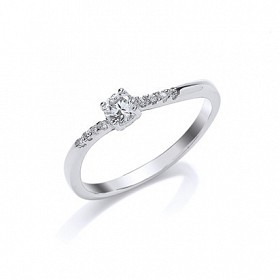 925 Sterling Silver CZ Fancy Solitaire Ring