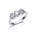 925 Sterling Silver CZ 3 Stone Trilogy Ring