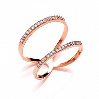 Rose Gold Plated CZ Double Bar Ring