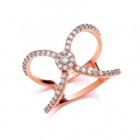 Rose Gold Plated CZ Double Circle Ring