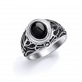 Gents 925 Sterling Silver Signet Ring Set With Black Onyx