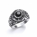 Gents 925 Sterling Silver Signet Ring Set With Black Onyx
