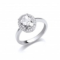 925 Sterling Silver CZ Ladies Fancy Solitare Ring