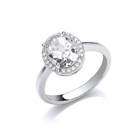 925 Sterling Silver CZ Ladies Fancy Solitare Ring
