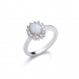 925 Sterling Silver CZ Opal White Cluster Ring