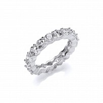 925 Sterling Silver CZ Round Claw Set Full Eternity Ring