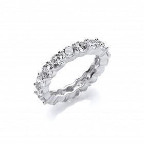 925 Sterling Silver CZ Round Claw Set Full Eternity Ring