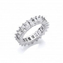 925 Sterling Silver CZ Baguette Full Eternity Ring