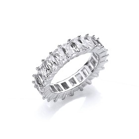 925 Sterling Silver CZ Baguette Full Eternity Ring