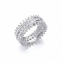 925 Sterling Silver CZ Square And Round Stone Full Eternity Ring
