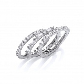925 Sterling Silver CZ Full Eternity 3 Set Ring