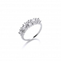 925 Sterling Silver CZ 5 Stone Half Eternity Ring