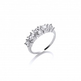 925 Sterling Silver CZ 5 Stone Half Eternity Ring