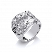 925 Sterling Silver CZ Gents Buckle Ring