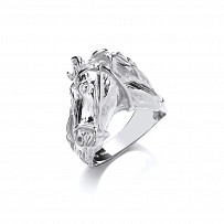 925 Sterling Silver Gents Horse Head Ring
