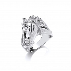 925 Sterling Silver Gents Horse Head Ring