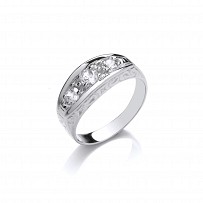 925 Sterling Silver Gents 3 Stone CZ Ring