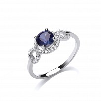 925 Sterling Silver CZ & Creative Sapphire Fancy Ring