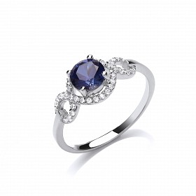 925 Sterling Silver CZ & Creative Sapphire Fancy Ring
