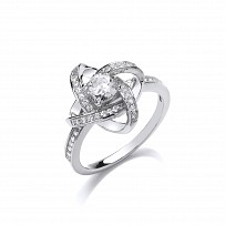 925 Sterling Silver CZ Fancy Flower Ring