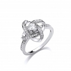 925 Sterling Silver CZ Fancy Flower Ring
