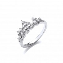 925 Sterling Silver CZ Fancy Crown Ring