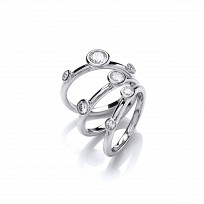 925 Sterling Silver CZ Fancy 3 Set Ring