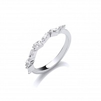 925 Sterling Silver CZ Fancy Half Eternity Ring
