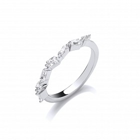 925 Sterling Silver CZ Fancy Half Eternity Ring