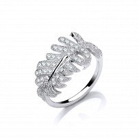 925 Sterling Silver CZ Fancy Leaf Ring