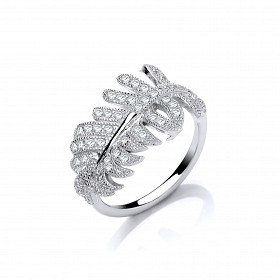 925 Sterling Silver CZ Fancy Leaf Ring