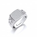 925 Sterling Silver CZ Pave Set Gents Ring